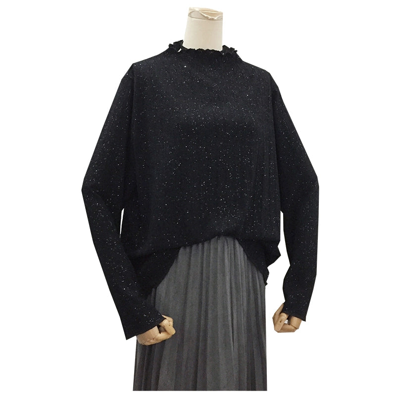 Chubby Girls Thin Inner Match Loose Mock Neck Spring and Autumn Clothing