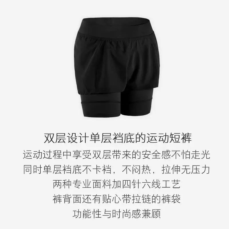 Plus Size Sports Shorts Women's Summer Loose Plus Size Ladies Gym Quick-Drying Fashion Tape Running Fake Two-Piece Yoga Pants