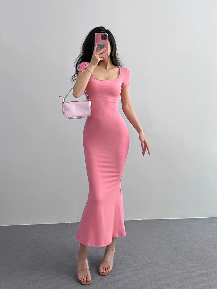 Fashion Slim Fit Bottoming Slimming Hip Skirt Short Sleeve