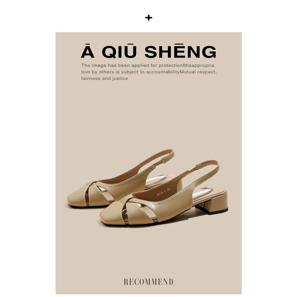 Flats 2023 New French Style Dress Chunky Heel Fashion Hollow-out Closed Toe Sandals Versatile Casual Back Strap Women's Shoes