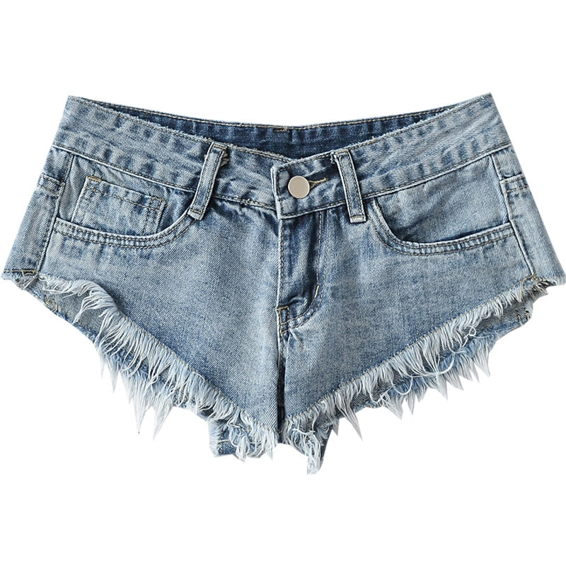 European and American Sexy Sexy Ultra-Short Jeans Ins High Street Hot Distressed Frayed Low Waist Hip-Exposed Shorts Hot Pants Tide
