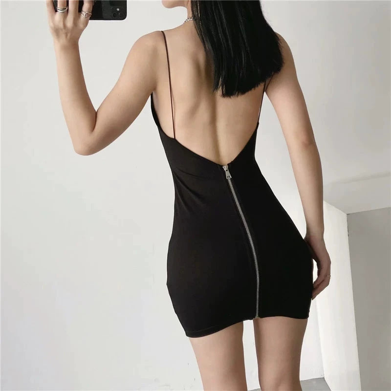 BM Bare Back Women's Summer Slim-Fit Bottoming Dress