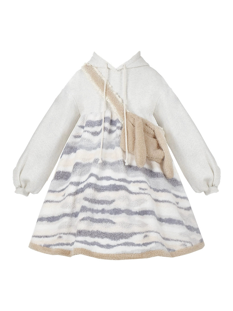 [Bulei Rabbit] Withpuji Original Design Sweet Cut Rabbit Ear Hooded Loose Op Send Small Bag for Spring