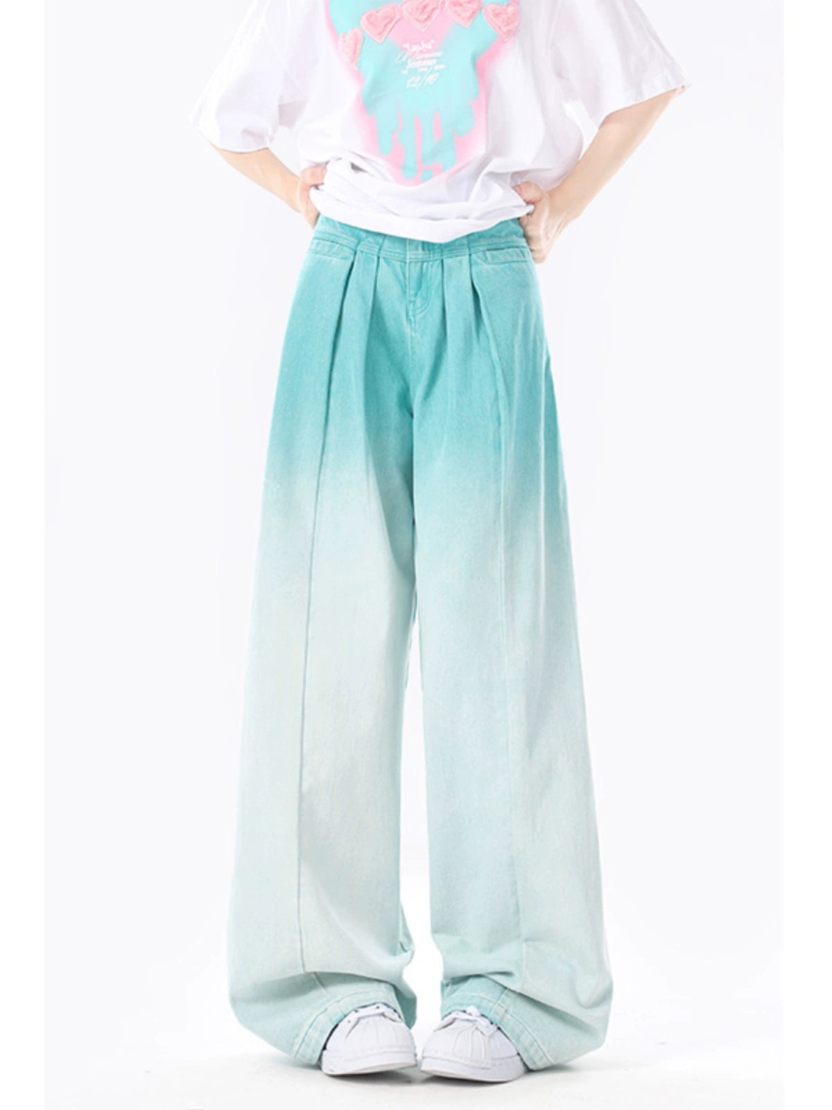 Lake Blue Dopamine Cuffed High Waist Casual Jeans