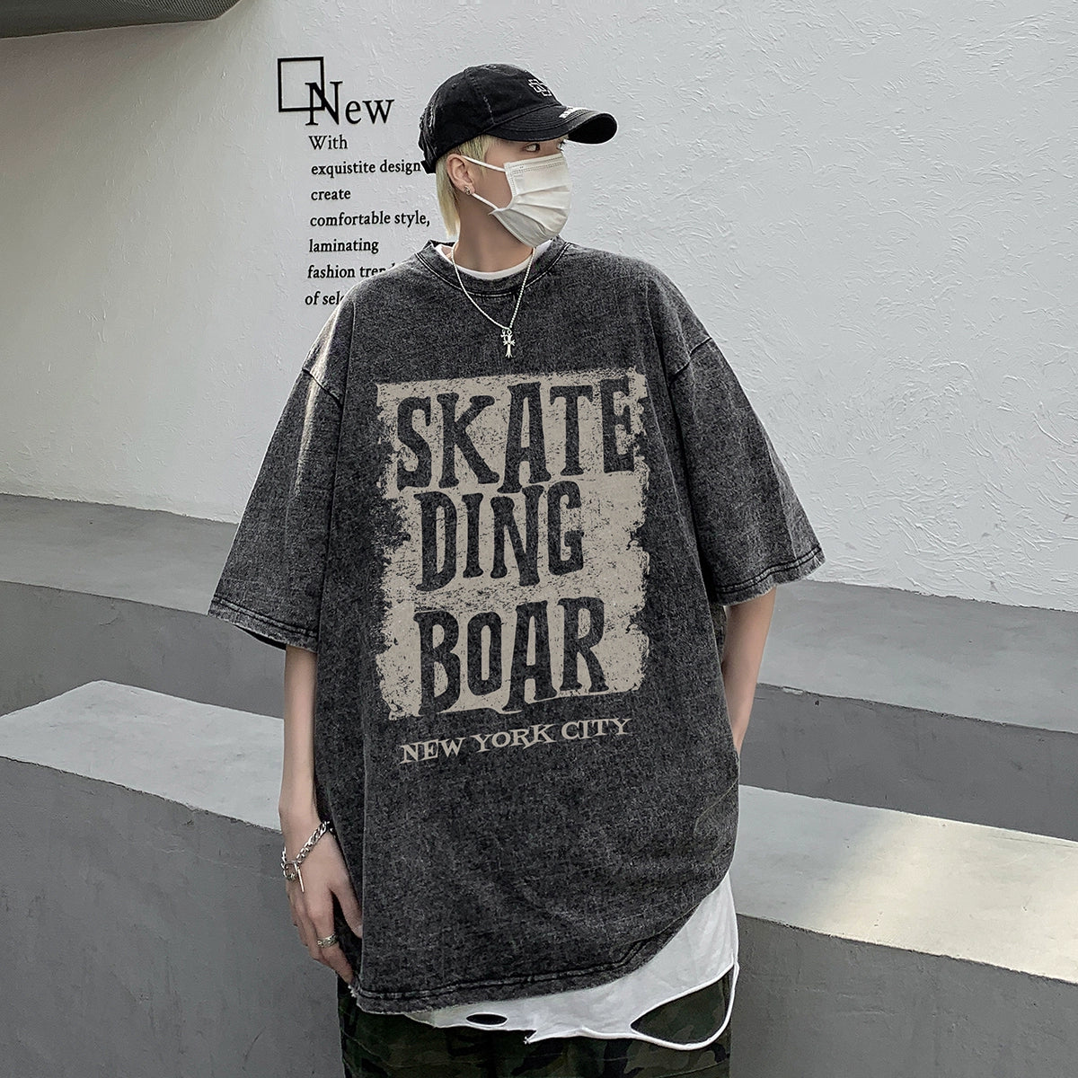 Hip Hop 150.00kg European and American Street Style Printed Short Sleeve T-shirt