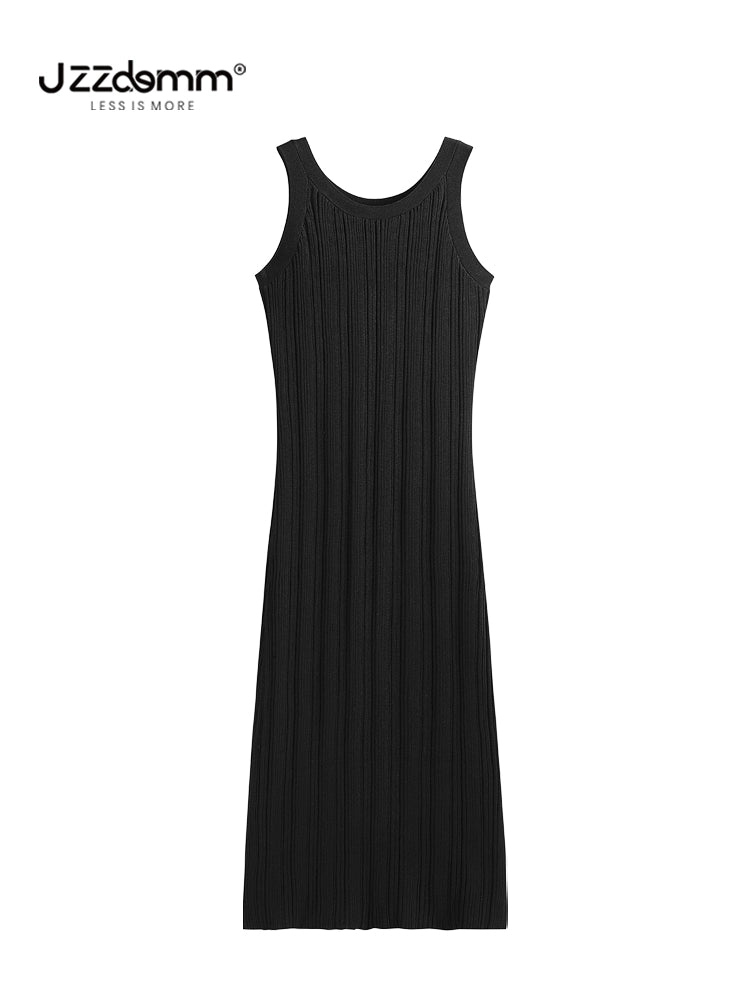 Chengpin Knitted Slim-Fit Sunken Stripe Suspender Skirt