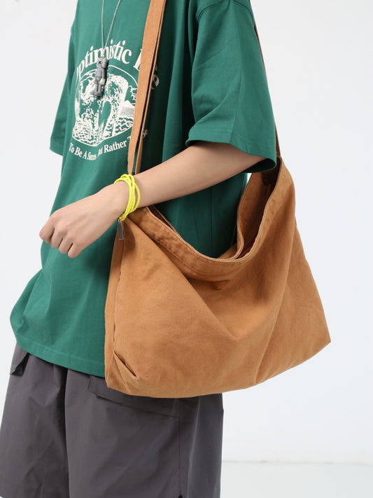 Retro Large Capacity Canvas One-Shoulder Crossboby Bag Female Easy Matching Tote Bag Japanese Style with Zipper Artistic Backpack Male