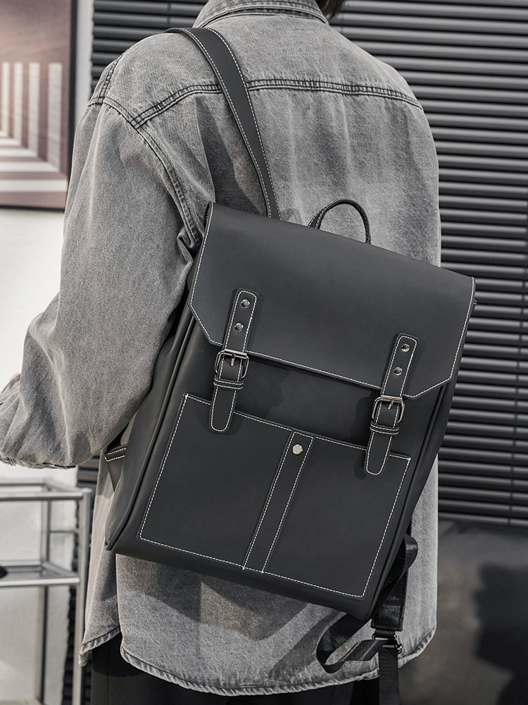 Casual Crazy Horse PU Leather Trendy Fashion Men's Backpack
