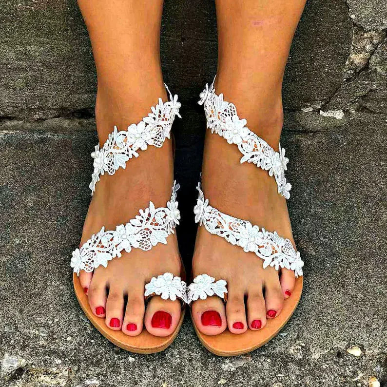 Women Flat Sandals Roman Shoes Big Size 43 Women's Bohemian Flat Heel Sandals