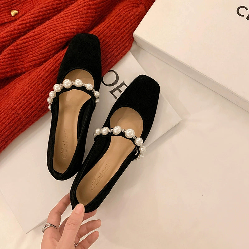 Mary Jane French Early Spring Square Toe Low-Cut Strap