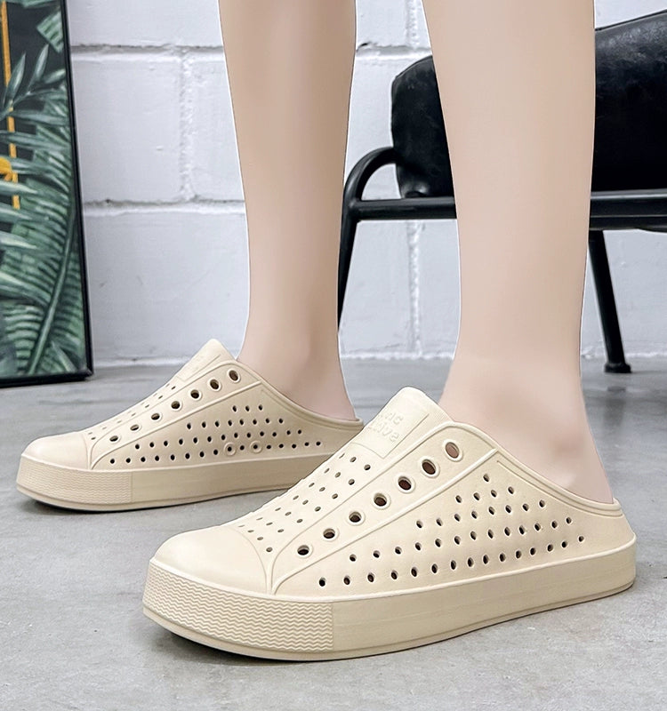Beach Shoes Couple Hole Shoes Non Slip Closed Toe Sandals 2024 Summer Campus Leisure Semi-Slippers Hole Shoes Sandals Summer