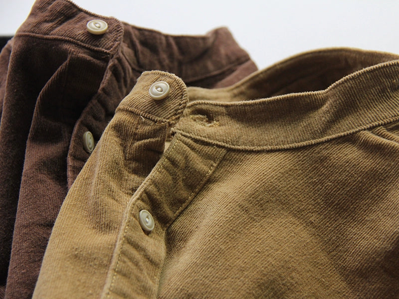 Heavy Vintage Cotton Washed Distressed Stand Collar Shirt