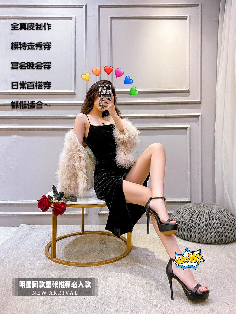 Catwalk Stiletto Waterproof Platform Sandals with Buckle Strap