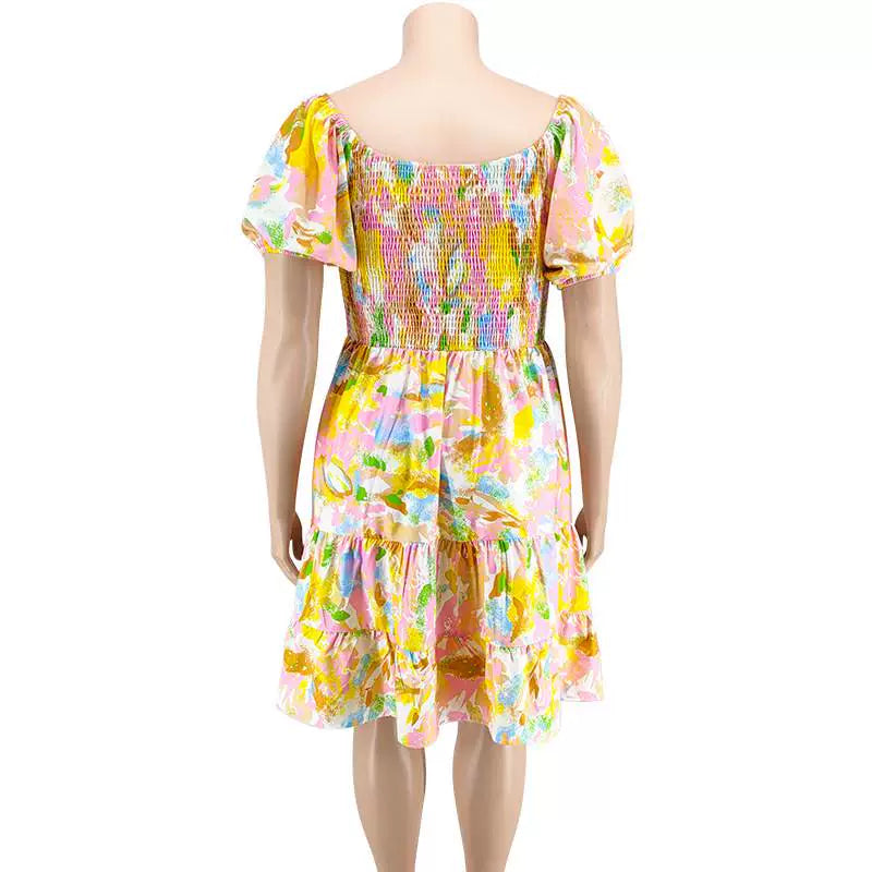 Fat Women plus Size Autumn Sexy Dresses Casual Printed Dress