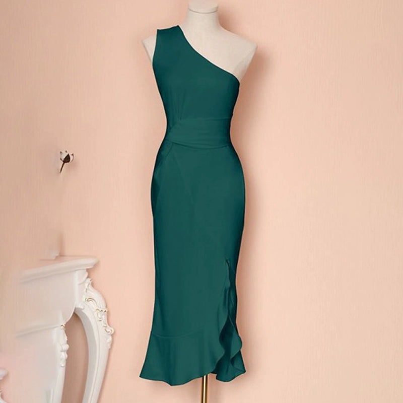 Summer New Fashion Party Ruffles Hem Dresses Robe Femme