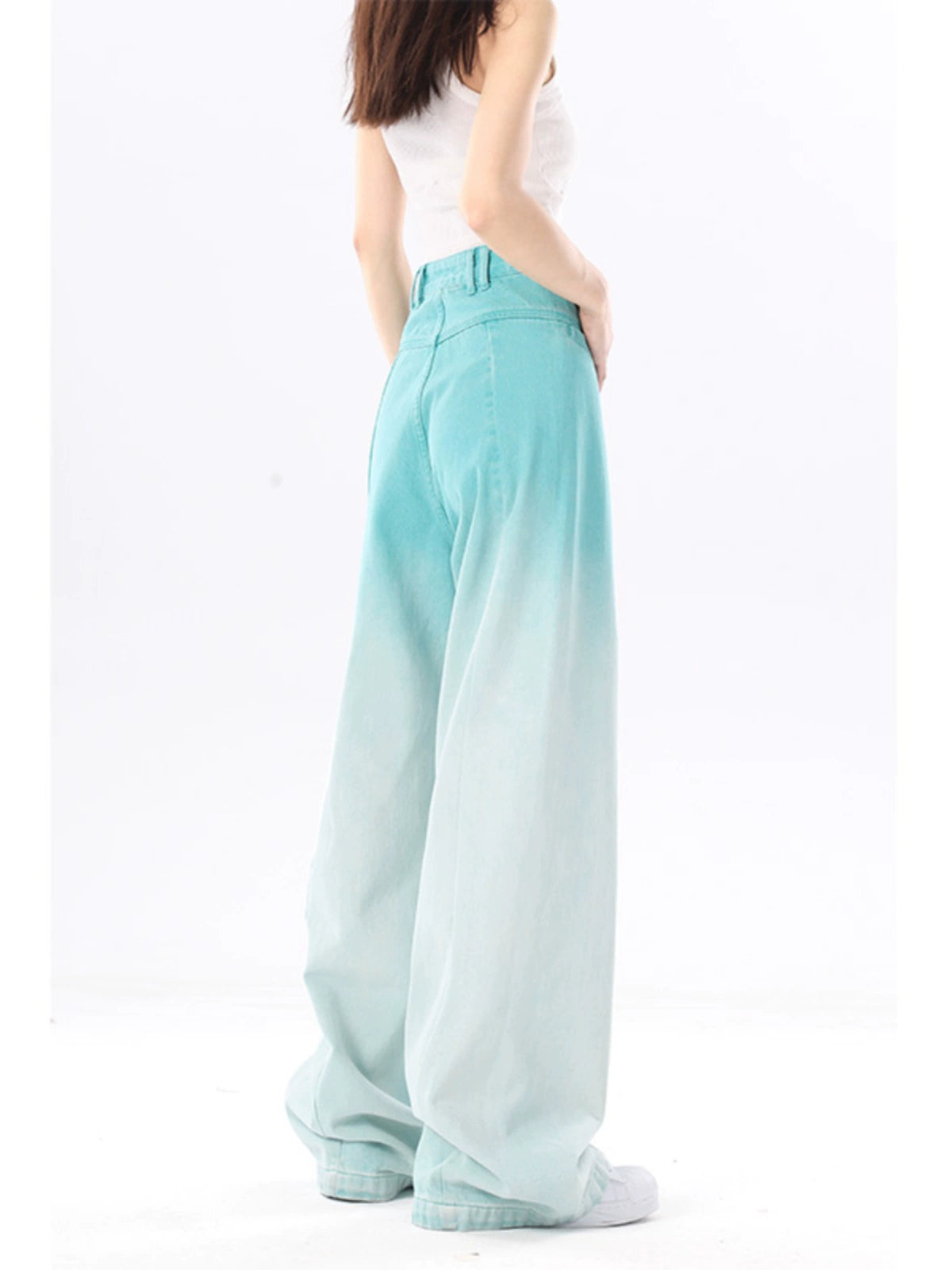 Lake Blue Dopamine Cuffed High Waist Casual Jeans