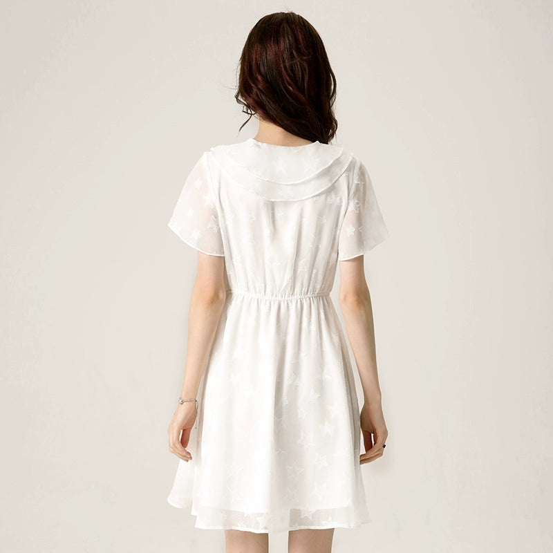 Doll Collar Summer High Waist Slim Looking XINGX Dress