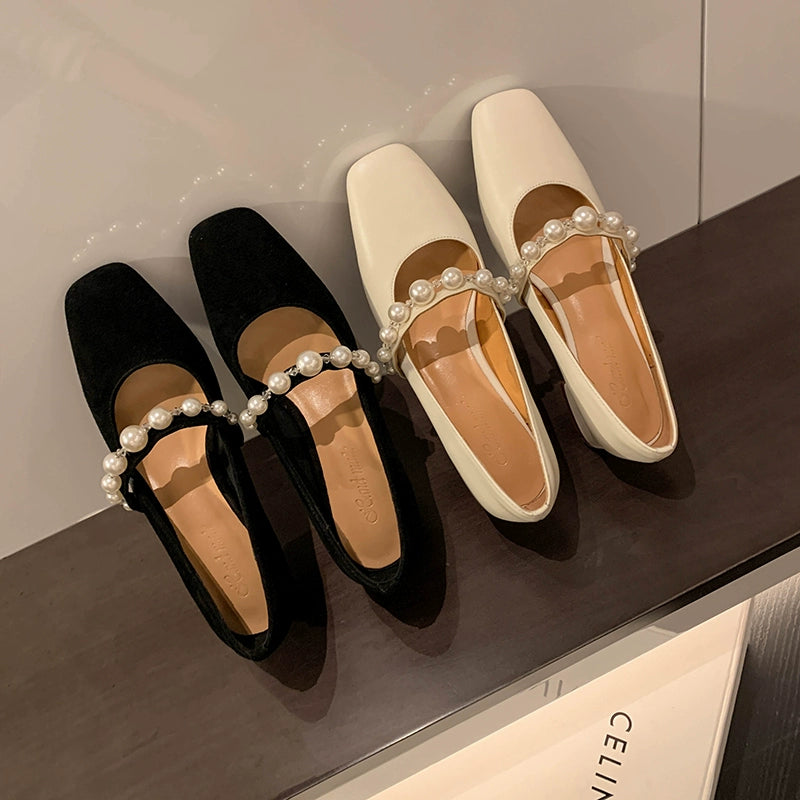 Mary Jane French Early Spring Square Toe Low-Cut Strap