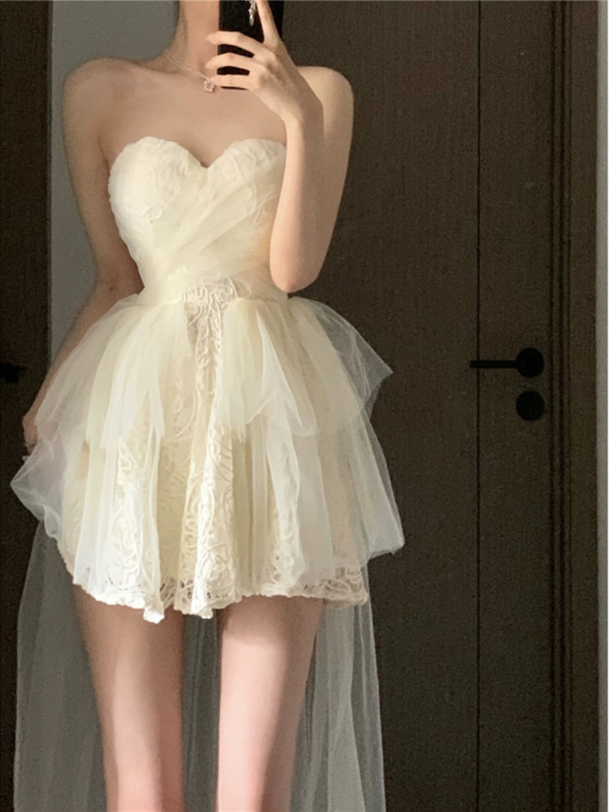 Princess Style Cinched Mesh Tube Top Tutu Dress