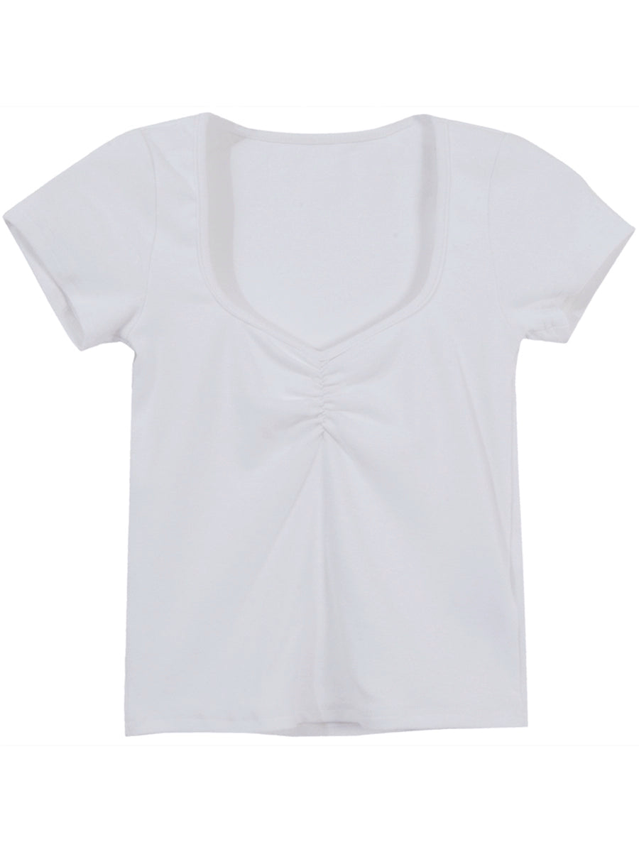 RED People's Hall Short sleeve T-shirt Women Summer Short Design Sense Hong Kong Flavor White Unique Super Good Looking Light Luxury Niche Top