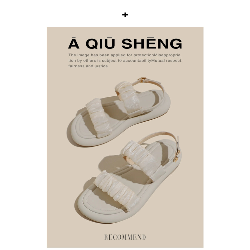Flats Sandals Women's Summer 2024 New Arrival Fairy Style Soft Bottom Wild Plaid French Style Strap Roman Shoes Fashion