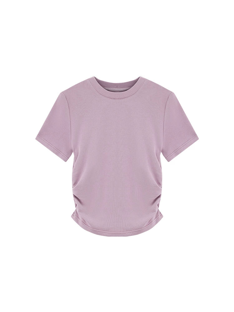 Sleepy Bunny round Neck Short sleeve T-shirt Women's Spring Small Sweet Temperament Casual Simplicity Waist Hugging Slim fit Short Top