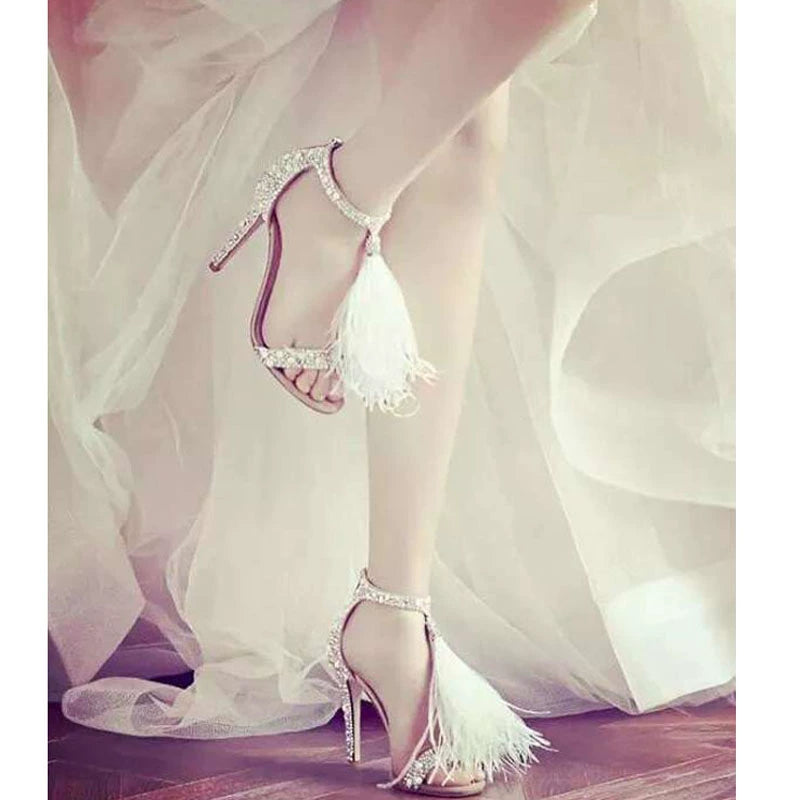 Tassel Stiletto Sexy Wedding Shoes Bridal Rhinestone
