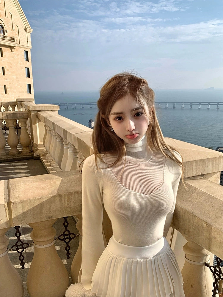 Doggyqin Wool Swan Neck Turtleneck Sweater