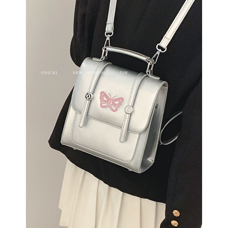 Niche Style Silver Butterfly Lady Satchel Backpack Bags