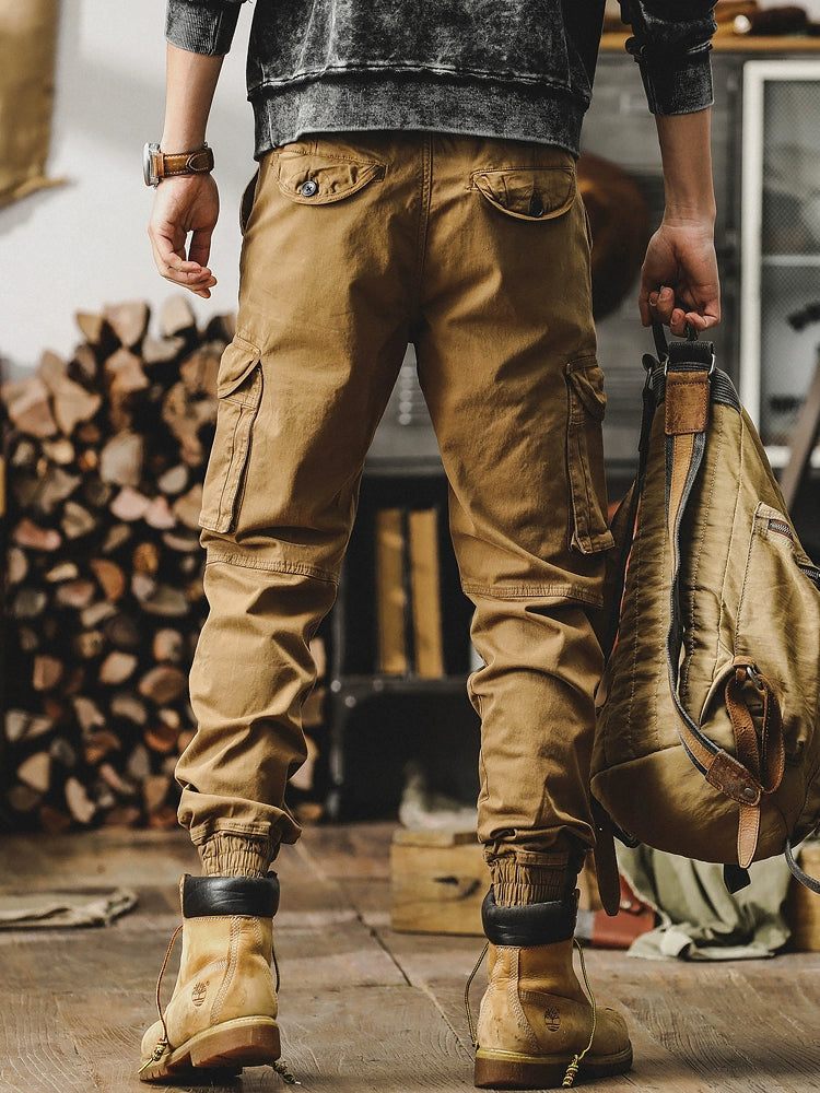 Trendy Retro Straight-leg Men Spring Tactical Cargo Pants