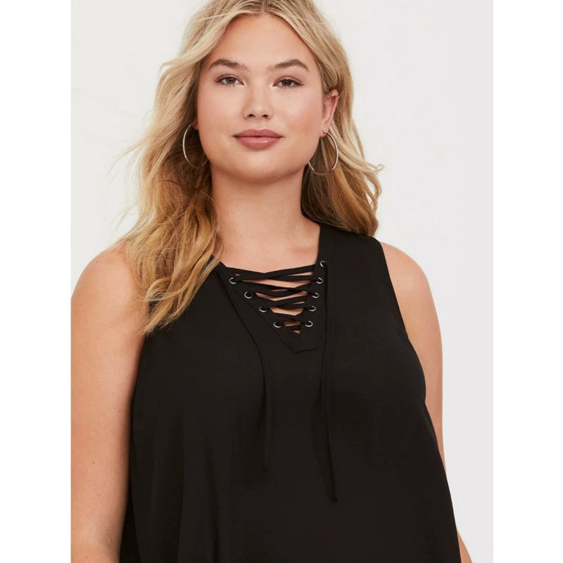 Sexy Lace-up European and American plus Size Chiffon Blouse