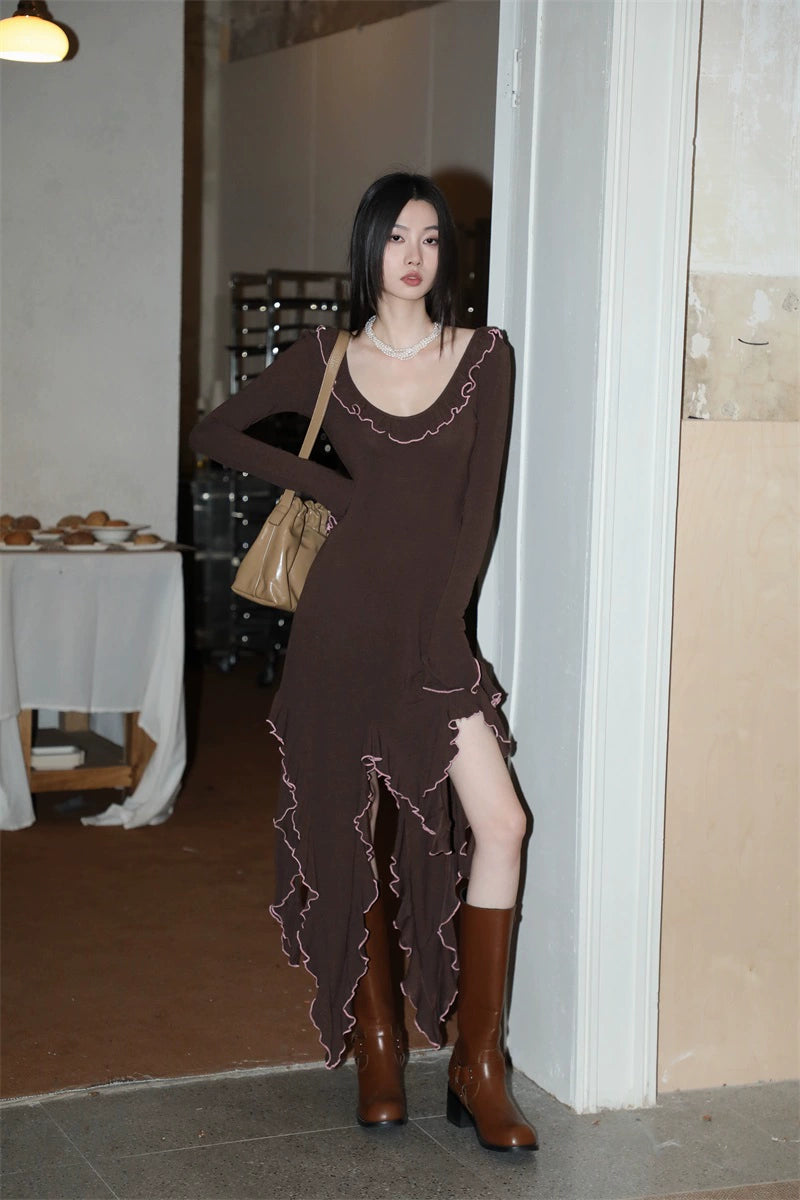 Beauty Slim Fit Backless Knitted Irregular Dress