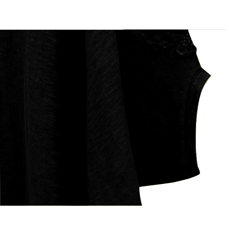 Extra Large Crocheted Cutout Loose Bat Lace T-shirt