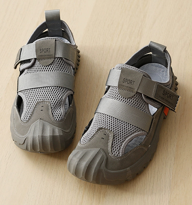 Comfortable Summer! Super Light Super Breathable Summer Outdoor Wading Comfortable Closed Toe Velcro Beach Shoes Sandals Men's Shoes