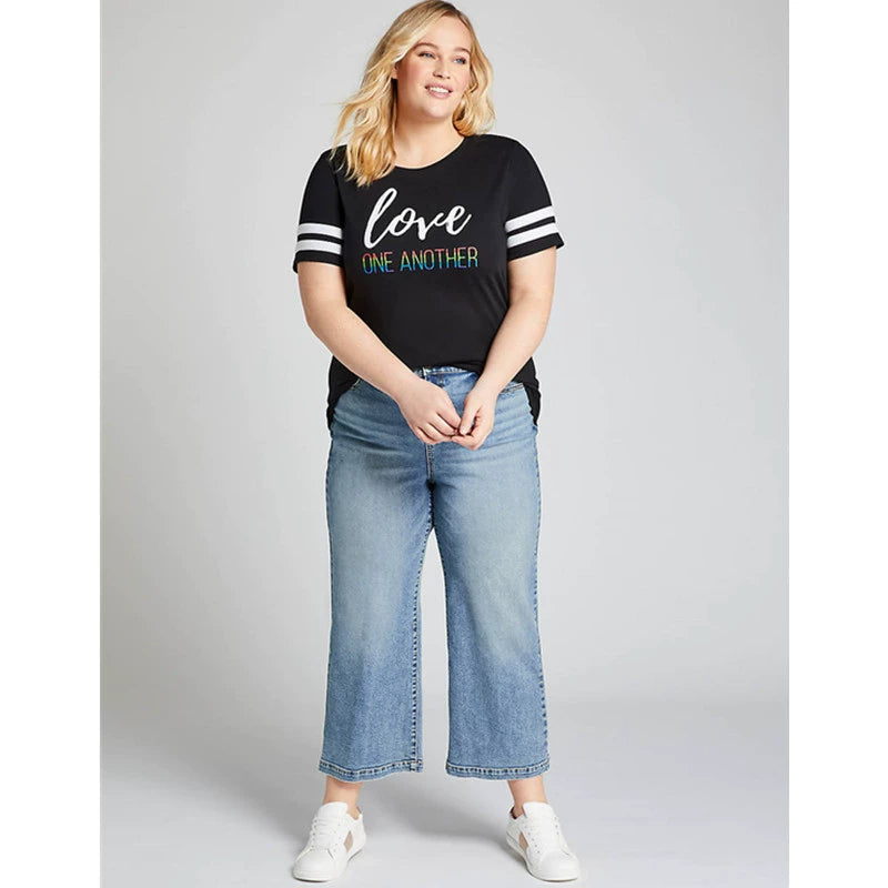Stylish Letter Summer Chubby Girl Short Sleeve T-shirt