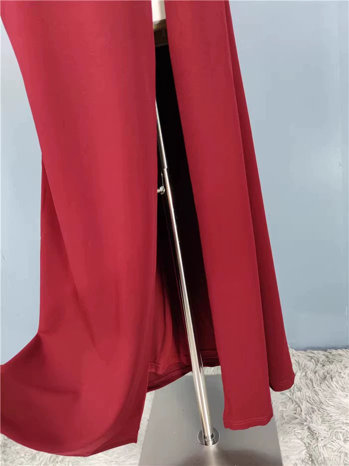 Export Single Lu's Ultra-High Texture Suspender Back Bows Split Long Leg Evening Dress Annual Party Party Long Dress