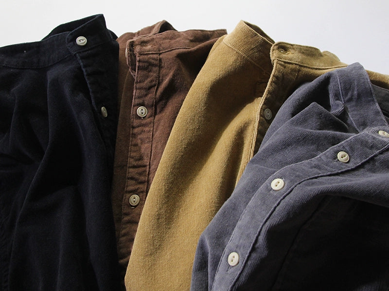Heavy Vintage Cotton Washed Distressed Stand Collar Shirt