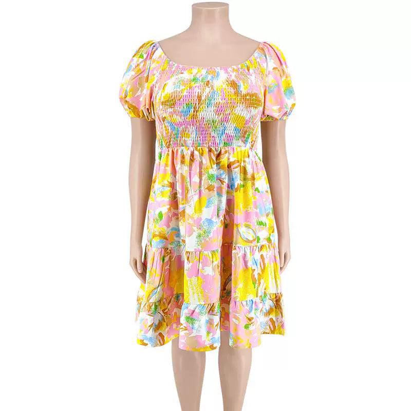 Fat Women plus Size Autumn Sexy Dresses Casual Printed Dress