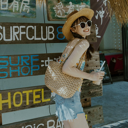 Retro Women's Summer Beach Satchel Picnic Woven Bag