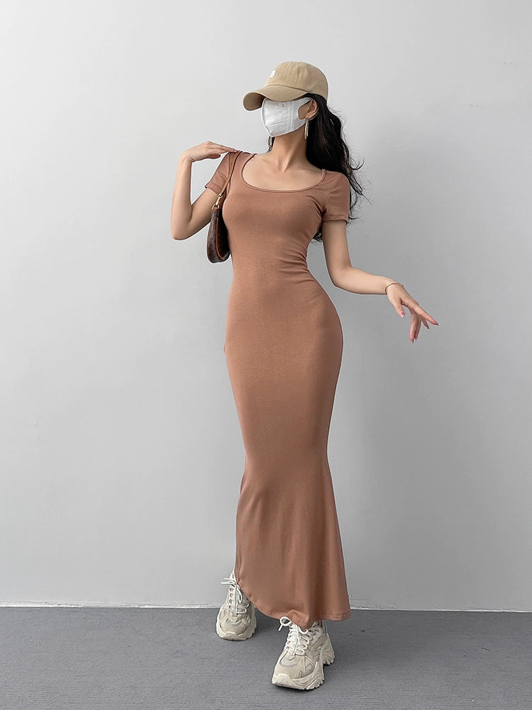 Fashion Slim Fit Bottoming Slimming Hip Skirt Short Sleeve