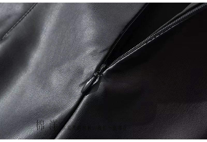 Cotton Ocean Fashion Show Thin Black Niche Sexy Leather Skirt