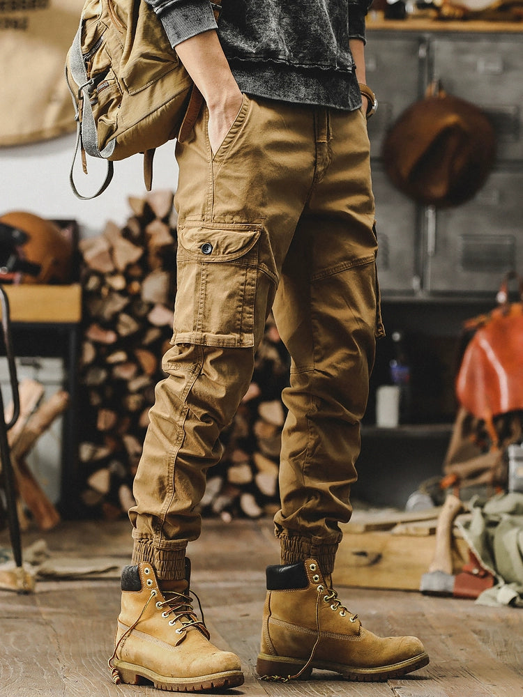 Trendy Retro Straight-leg Men Spring Tactical Cargo Pants
