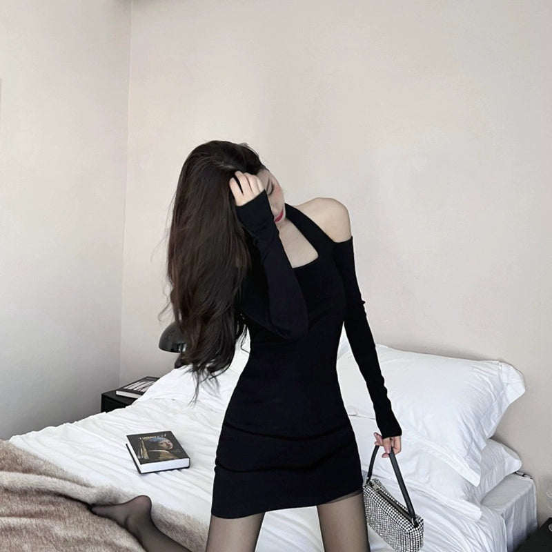 Strapless Sexy Knitted Dress off-Neck Halterneck