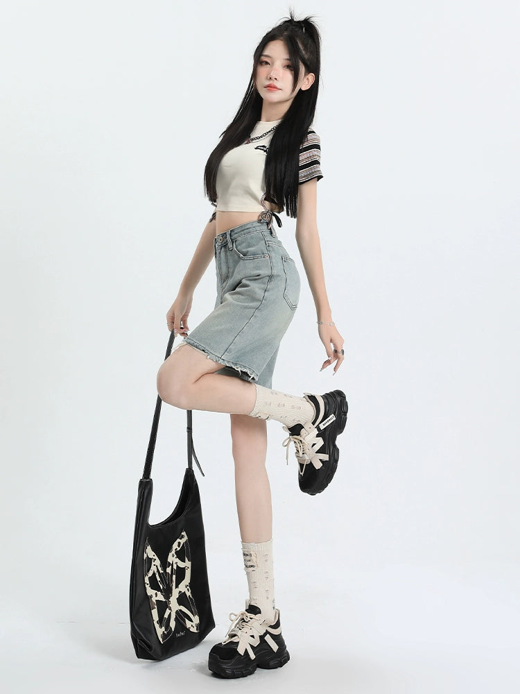 Cropped Loose Straight High Waist Vintage A- line Jeans