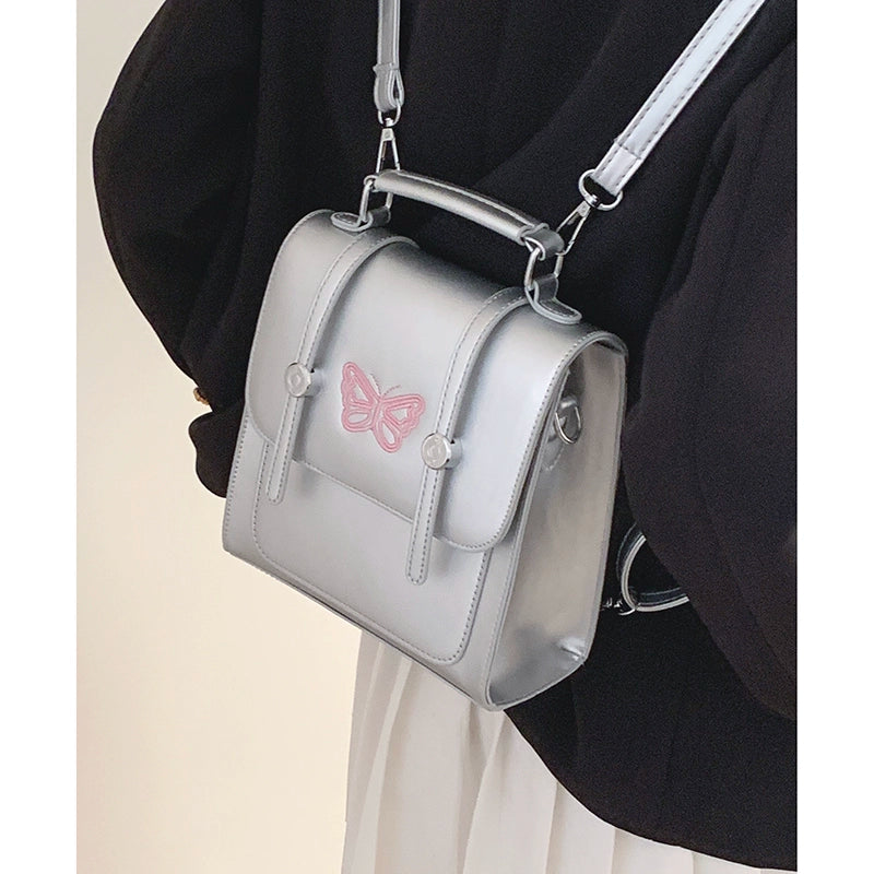 Niche Style Silver Butterfly Lady Satchel Backpack Bags