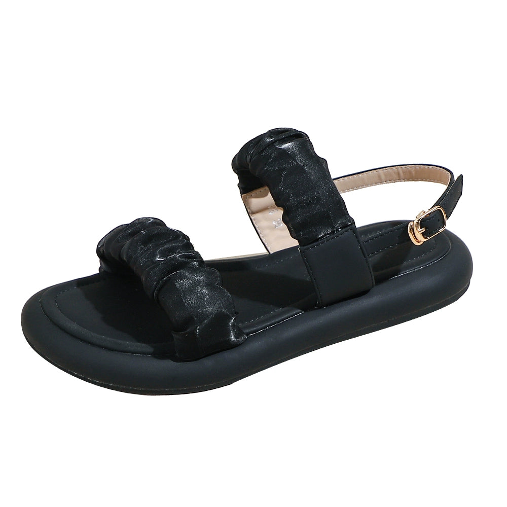 Flats Sandals Women's Summer 2024 New Arrival Fairy Style Soft Bottom Wild Plaid French Style Strap Roman Shoes Fashion