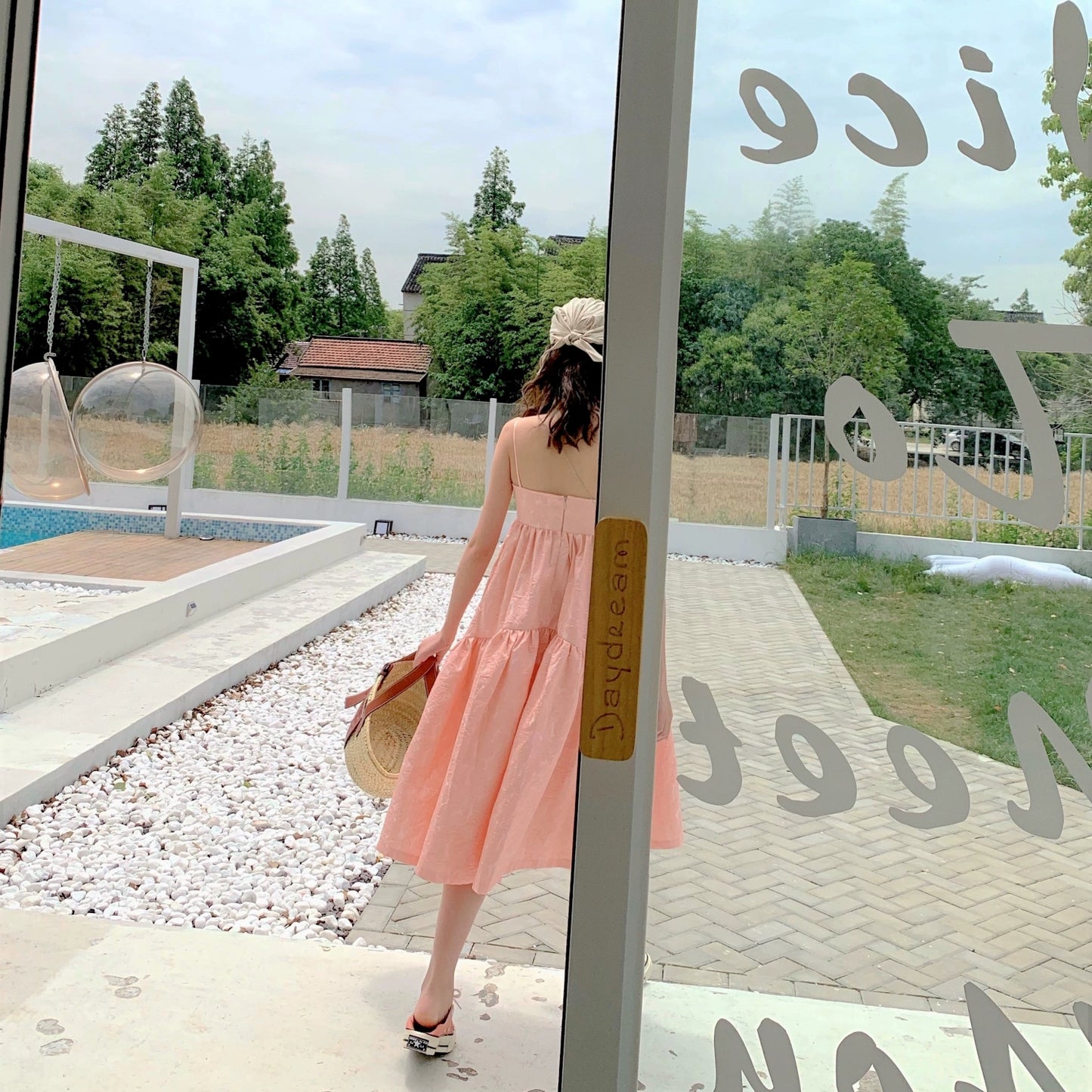 Fairy Pink Mid Length Long Length Strap Dress