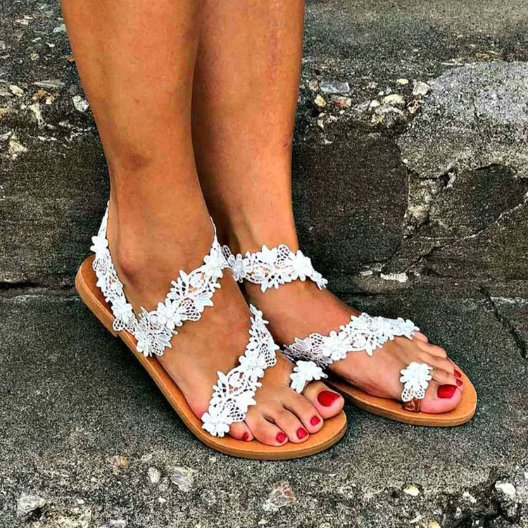 Women Flat Sandals Roman Shoes Big Size 43 Women's Bohemian Flat Heel Sandals