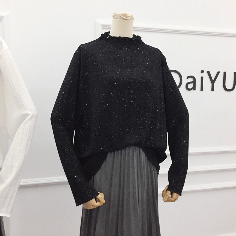 Chubby Girls Thin Inner Match Loose Mock Neck Spring and Autumn Clothing