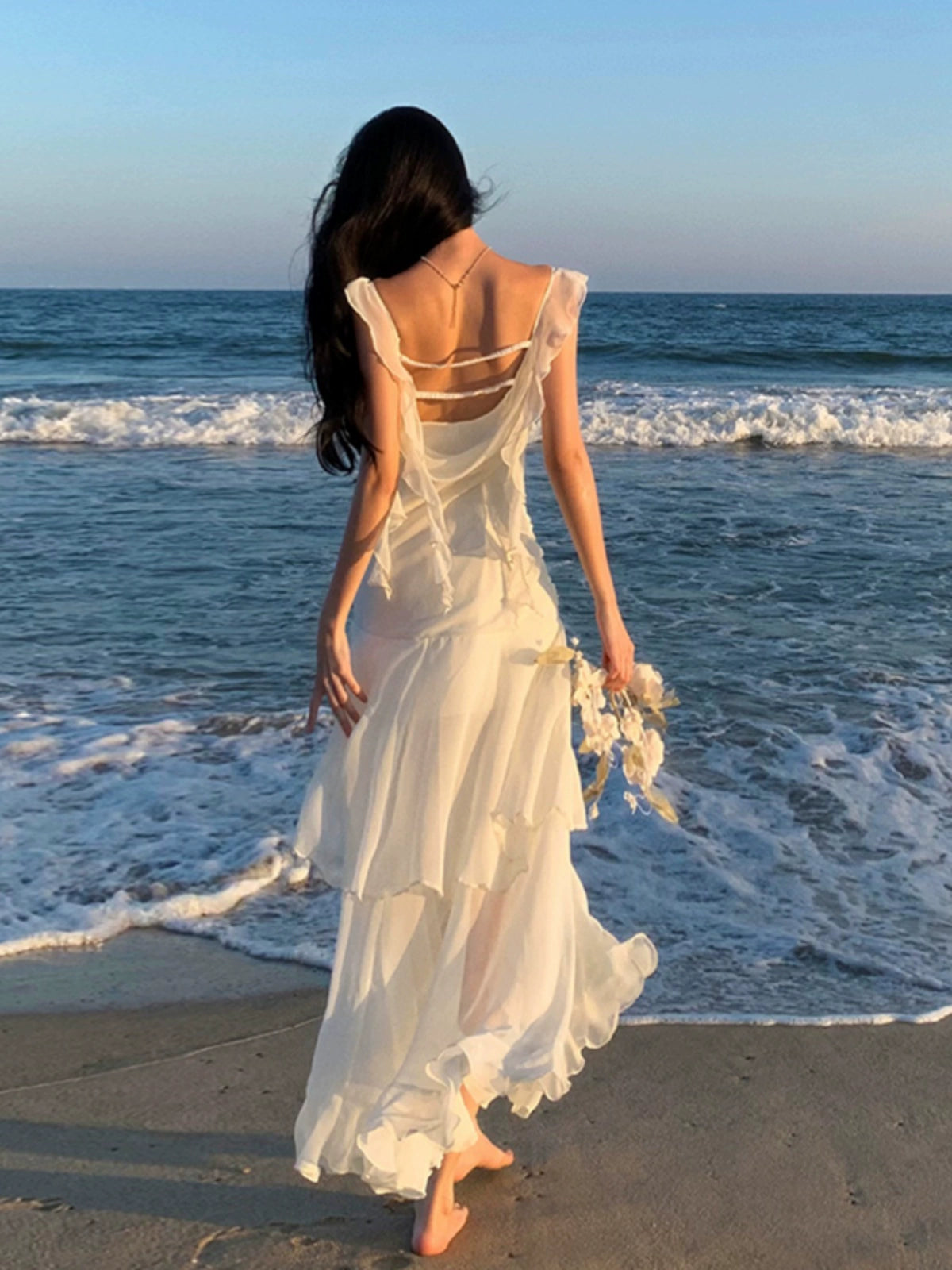 Rich Socialite Gold White Beautiful Fairy Dress Sling